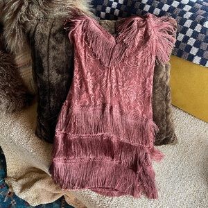 Sheer Lace Tassel Dress